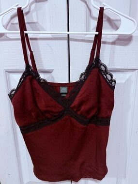 Burgundy Lace Trim Camisole Top - Women Intimates